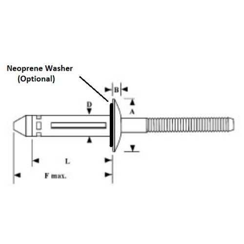 CF-RV6602-6-4 RV6602-6-4, Bulbtite Blind Rivet 3/16" [.187] (.125-.250 Grip) Low Profile Head, Aluminum/Aluminum